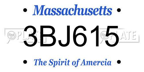 3BJ615 Massachusetts License Plate