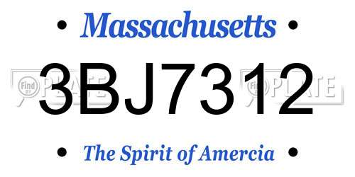3BJ7312 Massachusetts License Plate