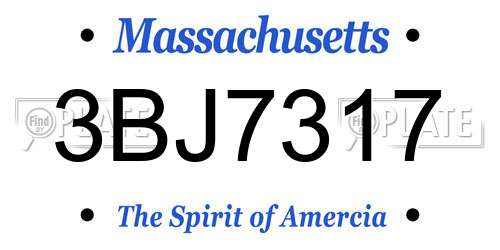 3BJ7317 Massachusetts License Plate