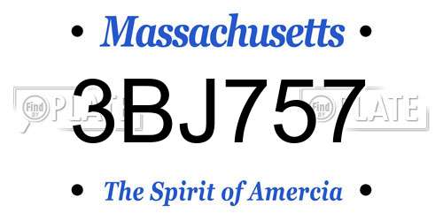 3BJ757 Massachusetts License Plate
