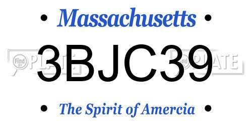 3BJC39 Massachusetts License Plate