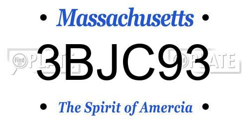 3BJC93 Massachusetts License Plate
