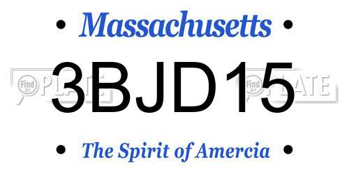 3BJD15 Massachusetts License Plate