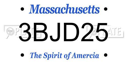 3BJD25 Massachusetts License Plate