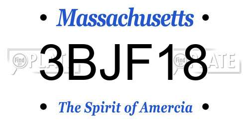 3BJF18 Massachusetts License Plate