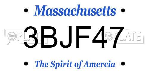 3BJF47 Massachusetts License Plate