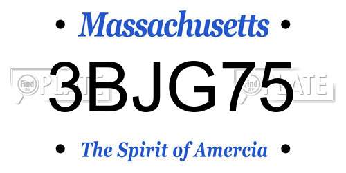 3BJG75 Massachusetts License Plate