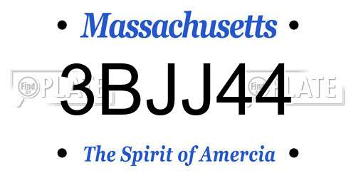 3BJJ44 Massachusetts License Plate