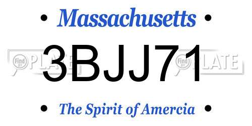 3BJJ71 Massachusetts License Plate