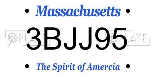 3BJJ95 Massachusetts License Plate