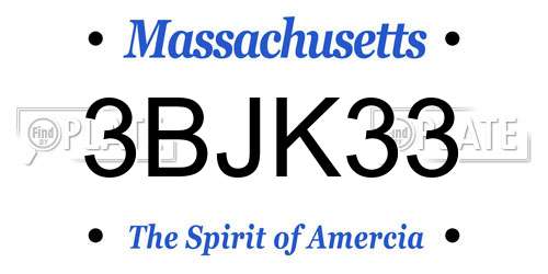 3BJK33 Massachusetts License Plate