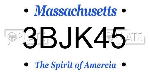 3BJK45 Massachusetts License Plate