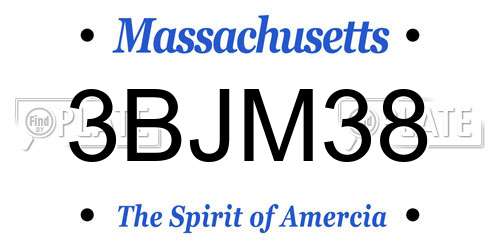 3BJM38 Massachusetts License Plate