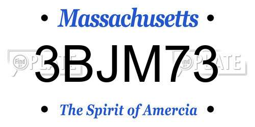 3BJM73 Massachusetts License Plate