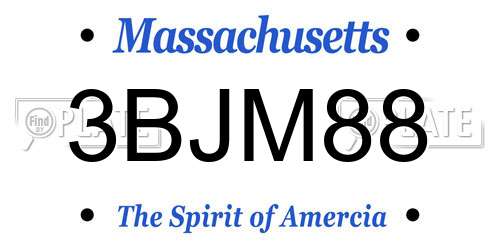 3BJM88 Massachusetts License Plate