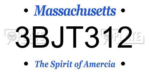 3BJT312 Massachusetts License Plate
