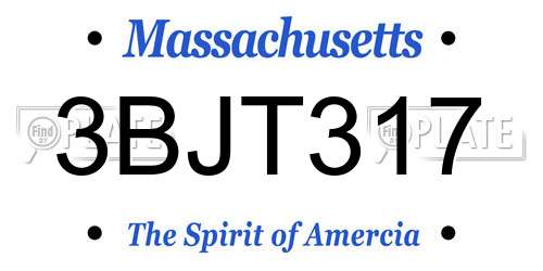 3BJT317 Massachusetts License Plate