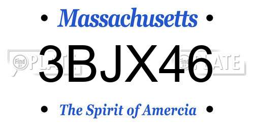3BJX46 Massachusetts License Plate
