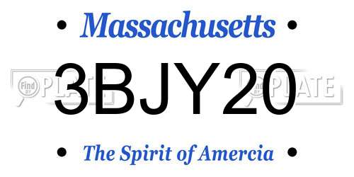 3BJY20 Massachusetts License Plate
