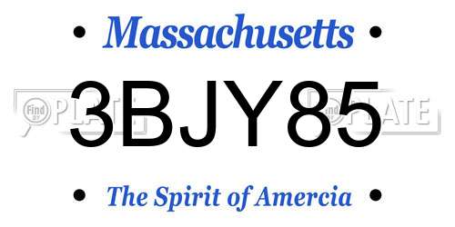 3BJY85 Massachusetts License Plate