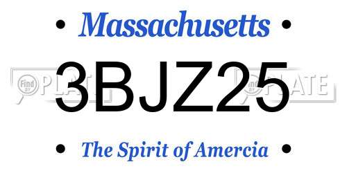 3BJZ25 Massachusetts License Plate