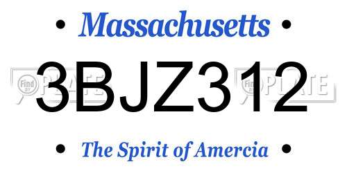 3BJZ312 Massachusetts License Plate