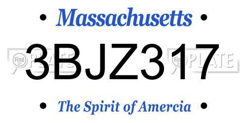 3BJZ317 Massachusetts License Plate