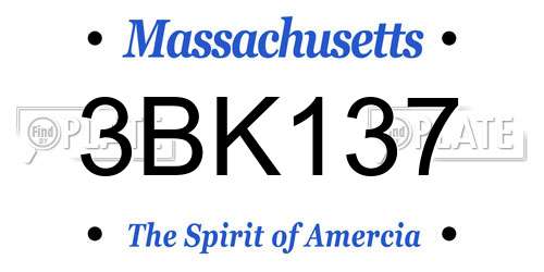 3BK137 Massachusetts License Plate