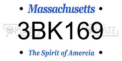 3BK169 Massachusetts License Plate