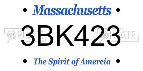 3BK423 Massachusetts License Plate