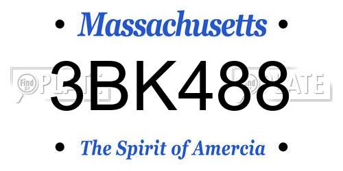 3BK488 Massachusetts License Plate