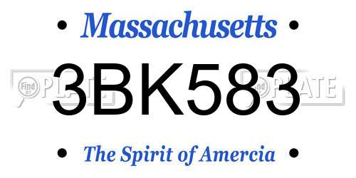 3BK583 Massachusetts License Plate
