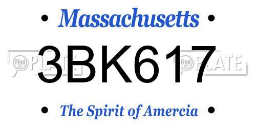 3BK617 Massachusetts License Plate