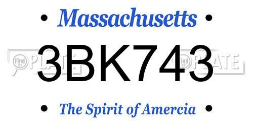 3BK743 Massachusetts License Plate
