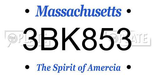3BK853 Massachusetts License Plate