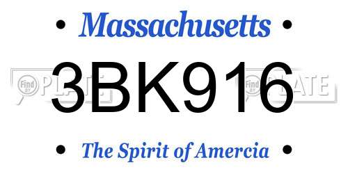 3BK916 Massachusetts License Plate