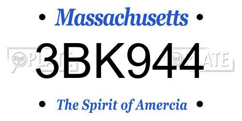 3BK944 Massachusetts License Plate