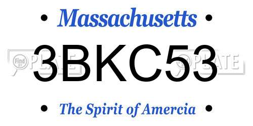 3BKC53 Massachusetts License Plate