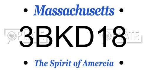 3BKD18 Massachusetts License Plate