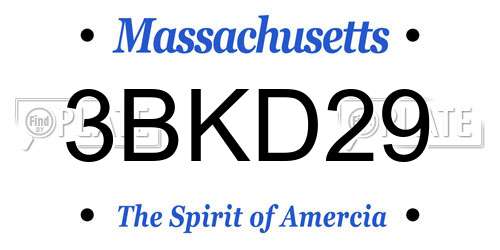 3BKD29 Massachusetts License Plate