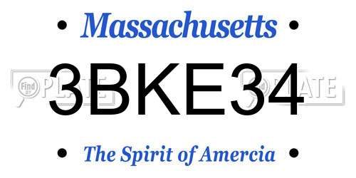 3BKE34 Massachusetts License Plate