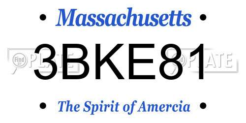 3BKE81 Massachusetts License Plate