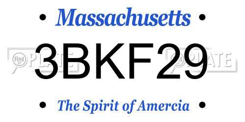 3BKF29 Massachusetts License Plate
