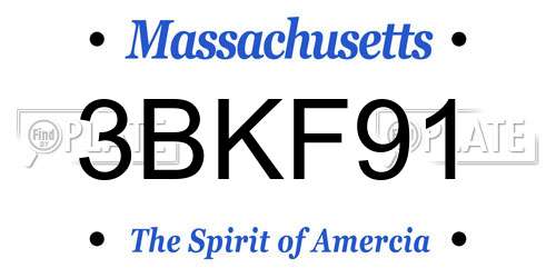 3BKF91 Massachusetts License Plate