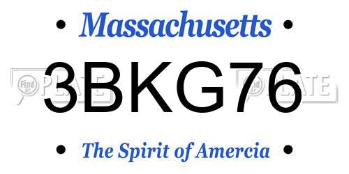3BKG76 Massachusetts License Plate