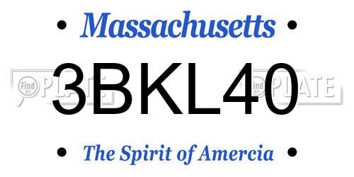 3BKL40 Massachusetts License Plate