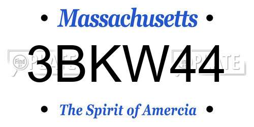 3BKW44 Massachusetts License Plate