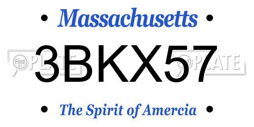 3BKX57 Massachusetts License Plate
