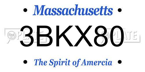 3BKX80 Massachusetts License Plate