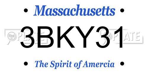 3BKY31 Massachusetts License Plate